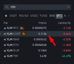 Stormgain Retiro. Mercado Spot XLM